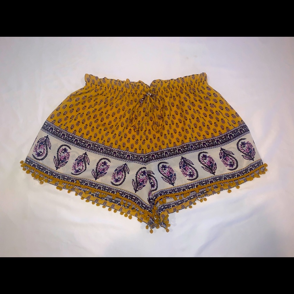 Gold Floral Shorts